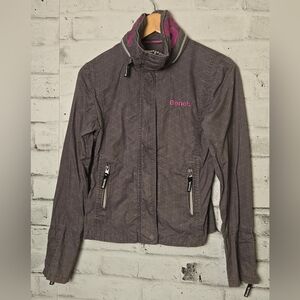 Bench Women’s Lightweight Jacket Gray Geometric Print Zip Pockets Size Small